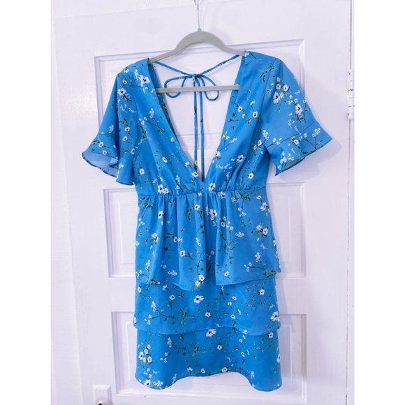 Show Me Your Mumu Blue Floral Ruffle Tiered Mini - Picture 2 of 7